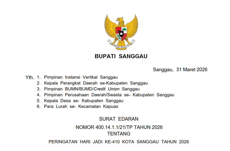 PERINGATAN HARI JADI KE-410 KOTA SANGGAU TAHUN 2026