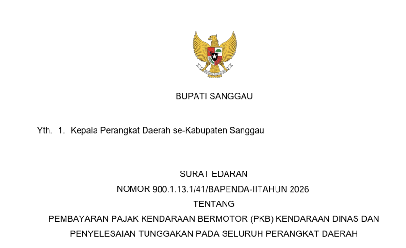 PEMBAYARAN PAJAK KENDARAAN BERMOTOR (PKB) KENDARAAN DINAS DAN PENYELESAIAN TUNGGAKAN PADA SELURUH PERANGKAT DAERAH
