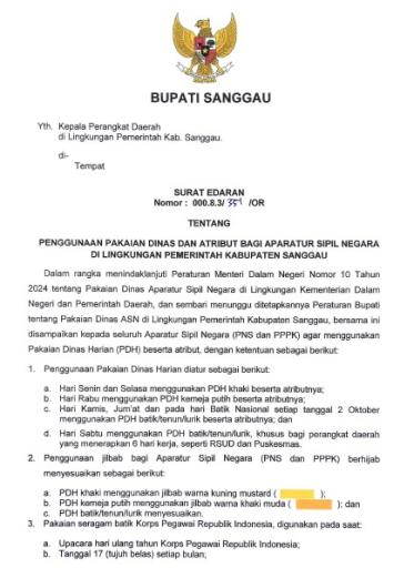 Penggunaan Pakaian Dinas dan Atribut Bagi Aparatur Sipl Negara di Lingkungan Pemerintah Kabupaten Sanggau