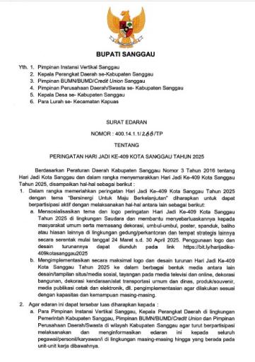 PERINGATAN HARI JADI KE4O9 KOTA SANGGAU TAHUN 2025