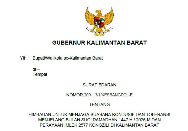 SURAT EDARAN MENJELANG HARI RAYA KEAGAMAAN