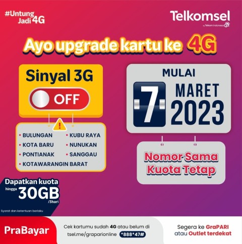 Info Penting Akan ada perubahan dari 3g ke 4 g. Yg menggunakan 3g di matikan supaya beralih ke 4 g