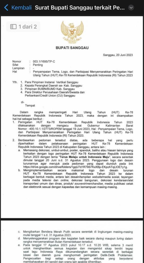 Penyampaian Tema Dan Logo HUT Ke 78 Kemerdekaan RI Tahun 2023